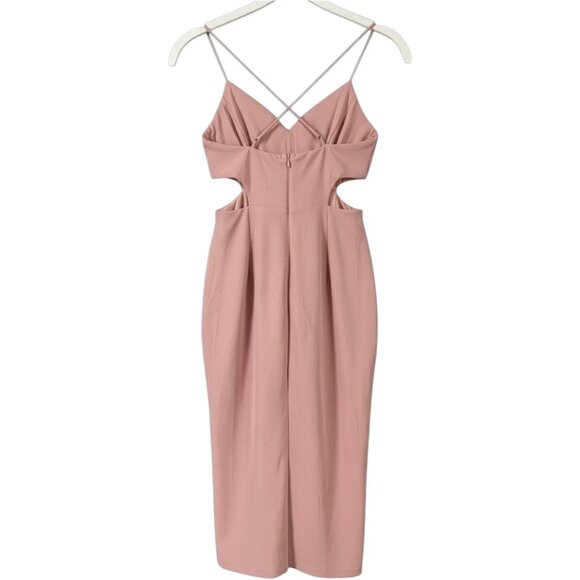NWT Hello Molly Love Dust Side Cut Out Midi Dress Blush Small Event Party - Picture 6 of 9